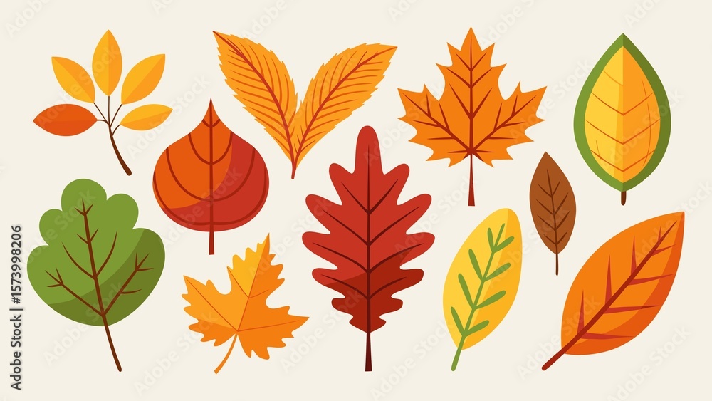 Obraz premium autumn leaves collection various-autumn-leaves-in-flat-vect