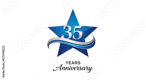 35th Anniversary Logo, Blue Star with Silver Accents