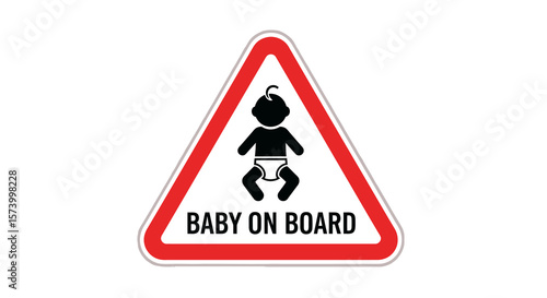 Baby on Board Sign: Red Triangle with Baby Silhouette and Text