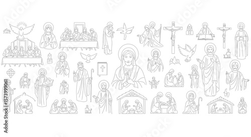 Christian Religious Iconography: Jesus Christ, Mary, Last Supper, Nativity Scene