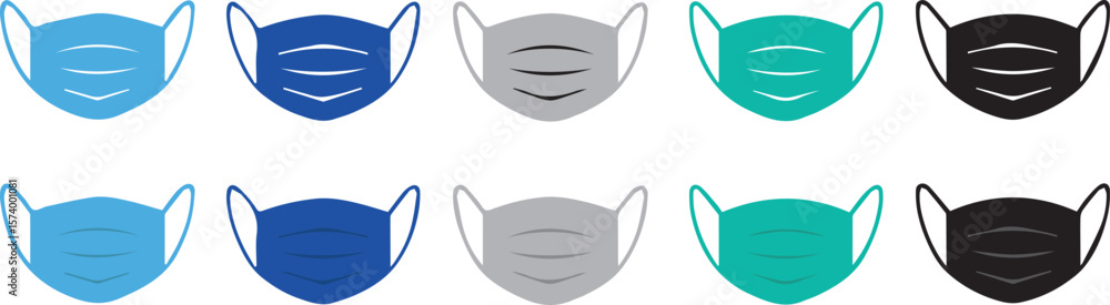 Fototapeta premium Colorful face masks for protection isolated on white background