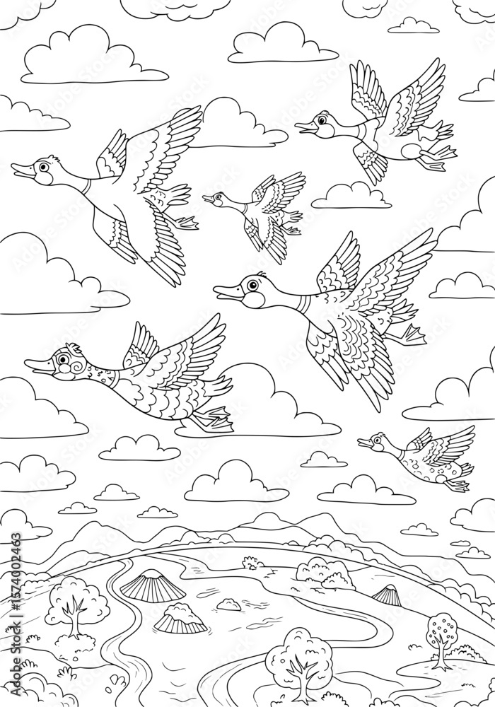custom made wallpaper toronto digitala flock of ducks flies to winter in warmer climes.