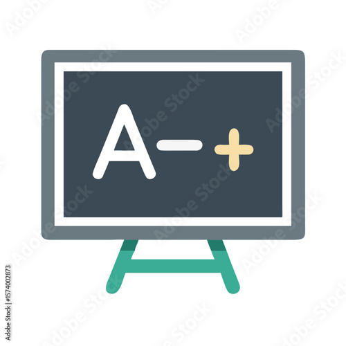 Illustration of a Blackboard with A Minus and Plus Symbols Representing Academic Performance