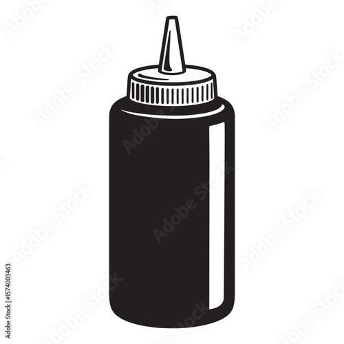 Stylized illustration of a condiment squeeze bottle ready for dispensing sauces and dressings