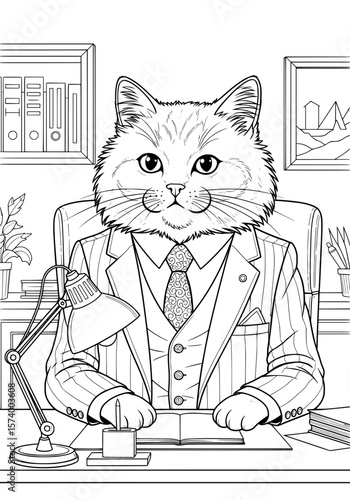 a very businesslike cat. coloring book