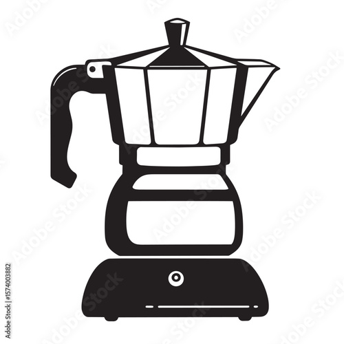 Vector illustration of a classic italian moka pot coffee maker isolated on white
