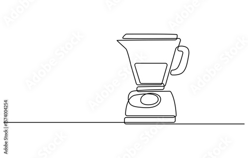 Blender Smoothie Maker Food Processor continuous one line art drawing, One single line drawing of electric blender home appliance for making fruit juice smoothie