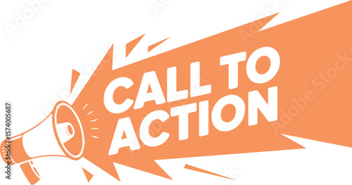 Dynamic megaphone announces urgent call to action, driving engagement and immediate response