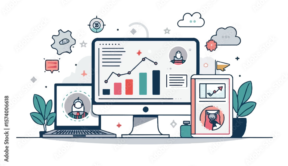 Obraz premium Promotion Mix icon collection set. Containing design marketing, concept, business, promotion, sale, advertisingMarketing concept. Business promotion, communication with customer and product advertisin