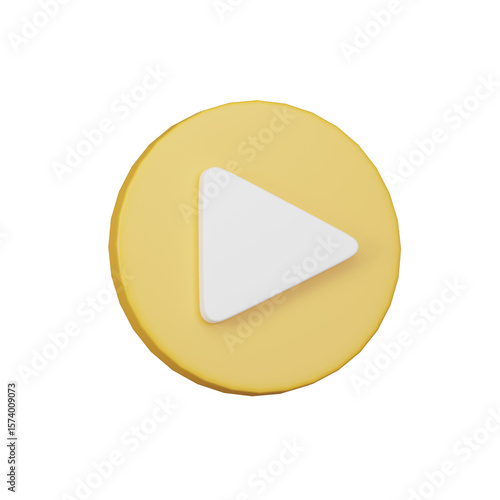 Play 3D icon isolated on transparent background, 3D render