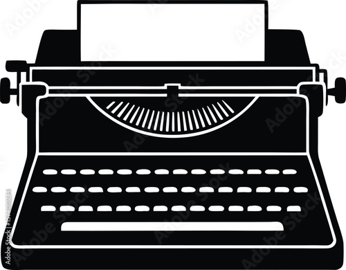 vintage typewriter silhouette vector illustration