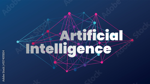 Artificial intelligence. Generative model. Deep learning. Smart digital technology. AI vector illustration for science, web design, business. Network pattern. Geometric background