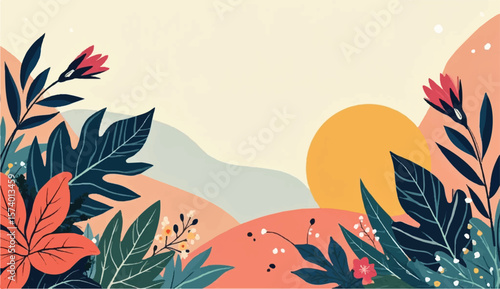Luxury floral botanical on background vector. Elegant gold line wallpaper flowers, leaves, foliage, branches in hand drawnBeautiful spring meadow, colorful flowers and grass border vector illustration