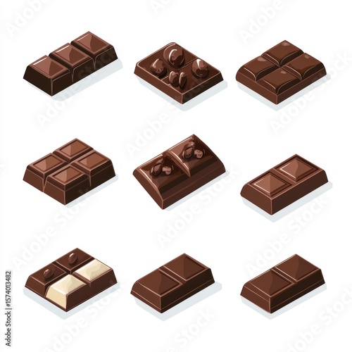 Chocolate bars in isometric view