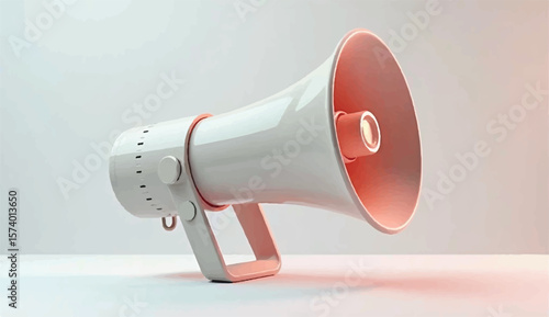 Marketing or advertising concept, 3d megaphone loudspeaker in realistic cute cartoon style. Vector illustrationBullhorn, loudspeaker icon. Loud speaker for sound amplifying, broadcast. Megaphone 