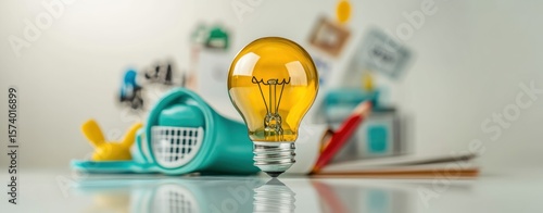 A bright bulb symbolizes innovative ideas.