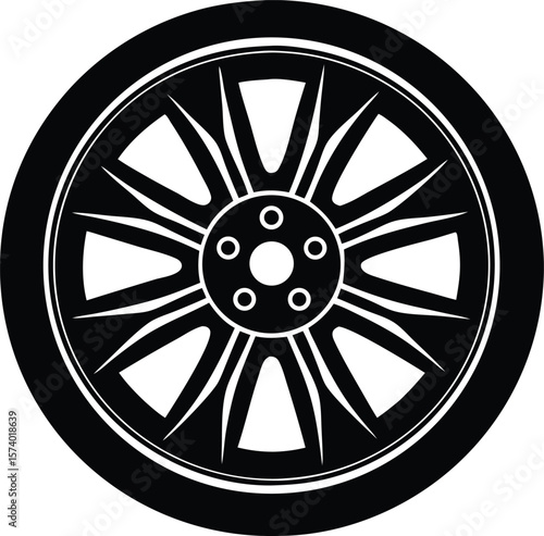 car wheel silhouette vector icon