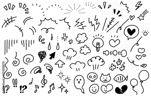 Handwritten emotional expression symbol icon set  (monochrome)