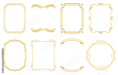 Hand-drawn Gold Decorative Frames Set (vector)