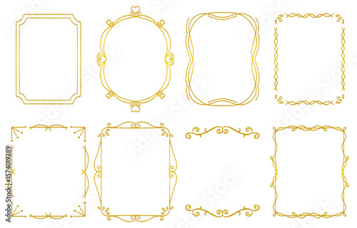 Hand-drawn Gold Decorative Frames Set (vector)