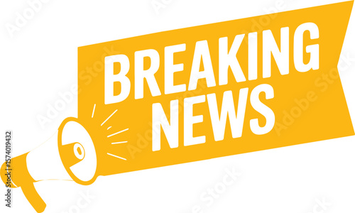 Announce breaking news or important updates with this dynamic megaphone and banner graphic