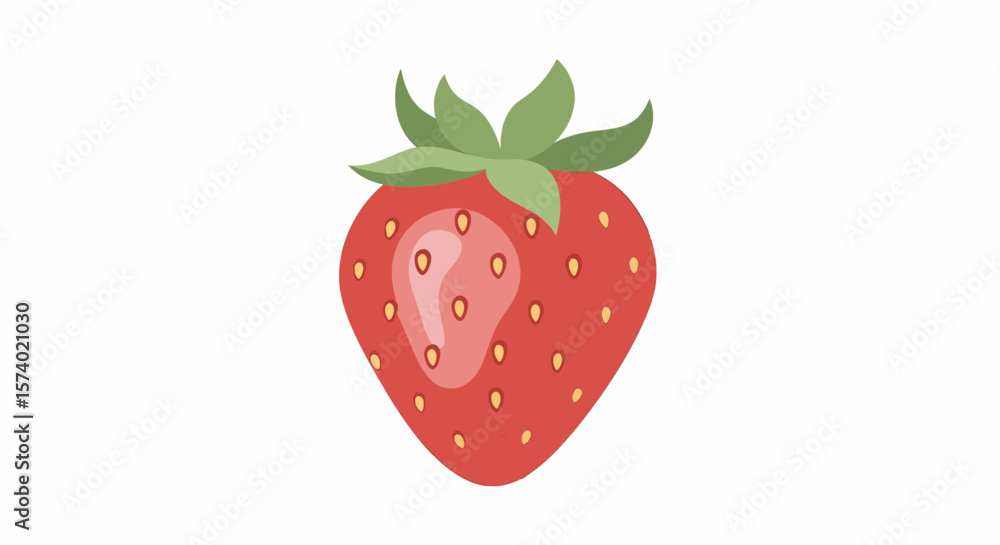 Vibrant Cartoon Strawberry with Green Leaves. Vibrant Cartoon Strawberry with Green Leaves.