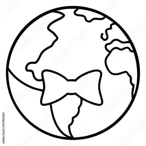 Earth with bow icon  Eco-Friendly AI Design for Seasonal Sale & Shopping Themes