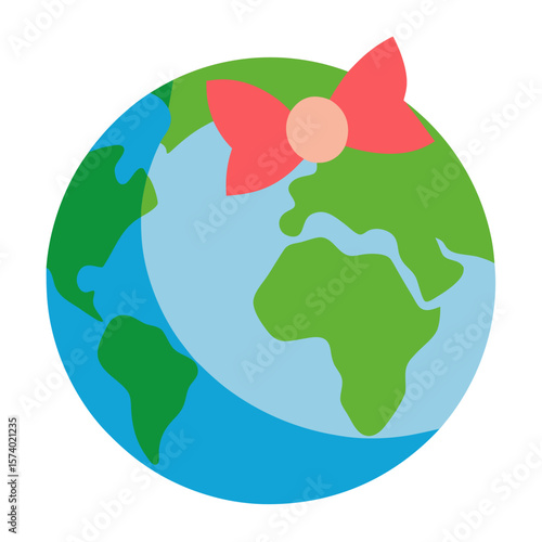 Earth with bow icon  Eco-Friendly AI Design for Seasonal Sale & Shopping Themes