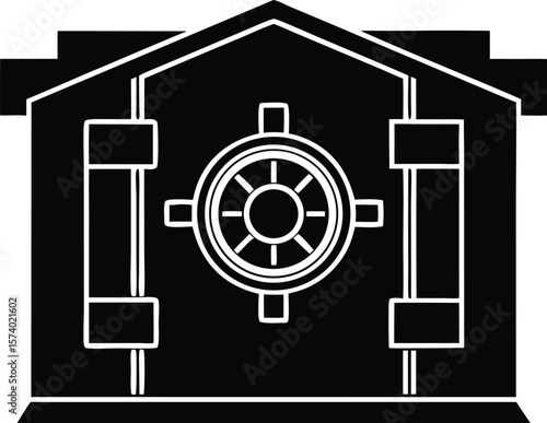 bank vault isolated silhouette vector