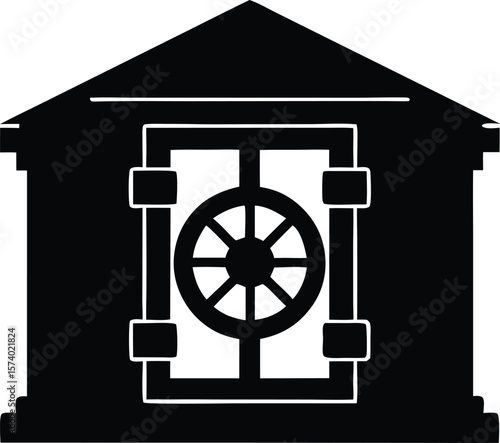 bank vault silhouette vector icon