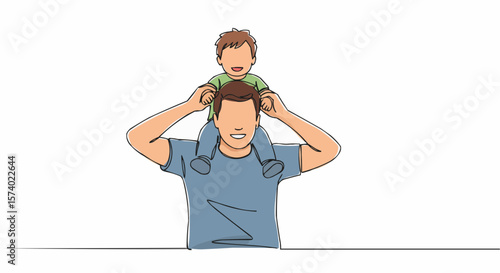 A heartwarming illustration of father and son playing together. 