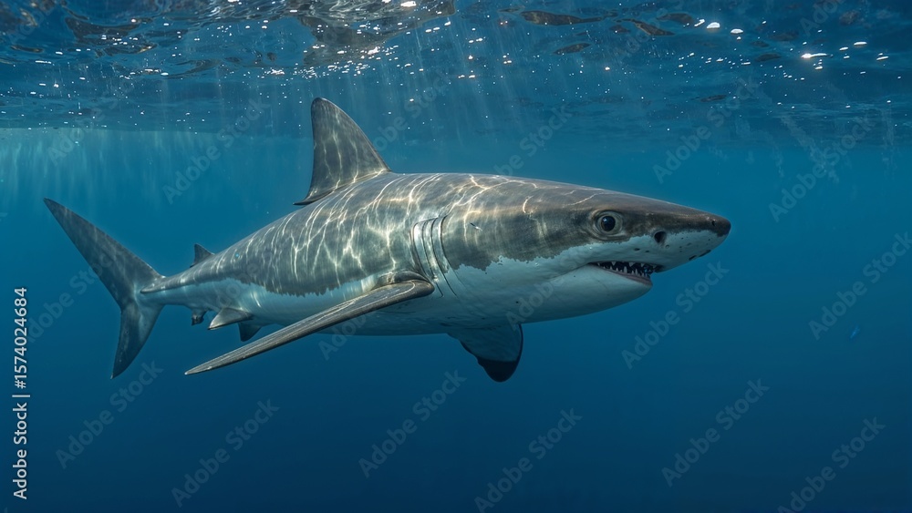 Fototapeta premium Great White Shark Close up Shot