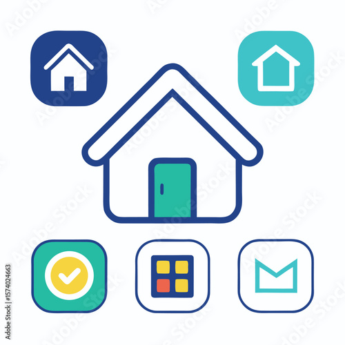 Multi-Style Home Icon Set – Filled, Outline, Flat & Rounded for iOS/Android
