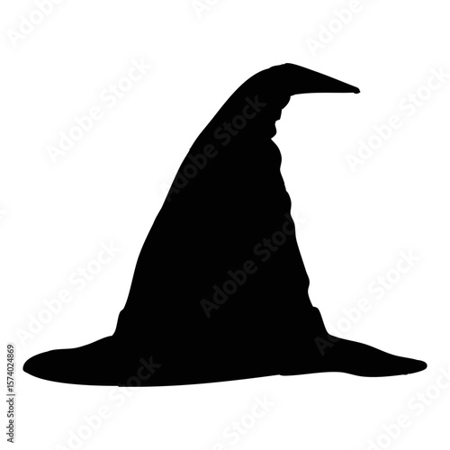 silhouette of classic pointed black witch halloween hat