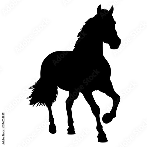 single black horse silhouette vector 