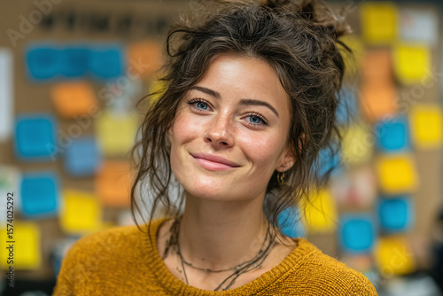 Portrait of a smiling woman embodying corporate social responsibility and ethical global cooperation