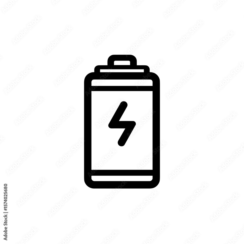 Battery icon with lightning bolt symbol for energy status Battery icon with lightning bolt symbol for energy status