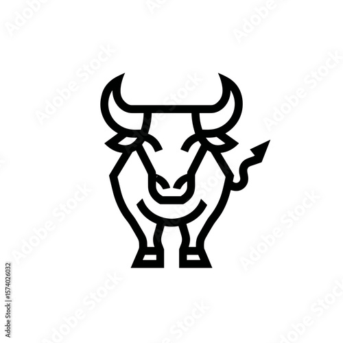 Abstract bull head logo design in minimal style  