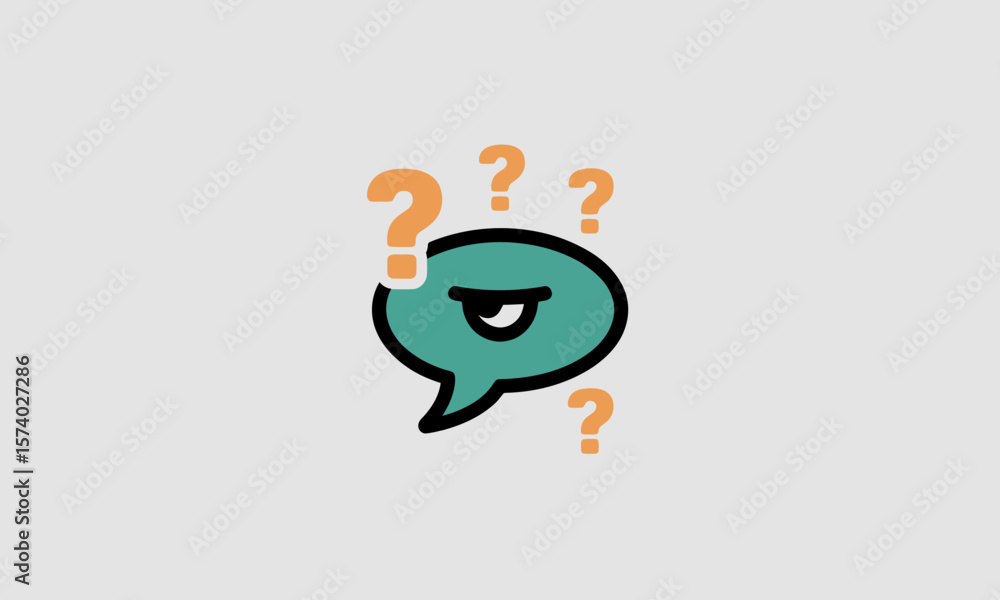 Fototapeta premium Skeptical Speech Bubble Icon with Question Marks for Doubt and Confusion