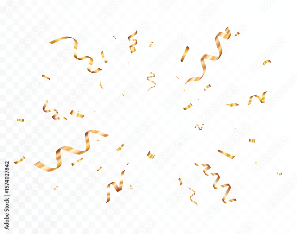 Naklejka premium Explosion Gold confetti streamers and ribbon backgrounds