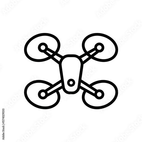 Outline of a drone with four propellers in minimalist style  