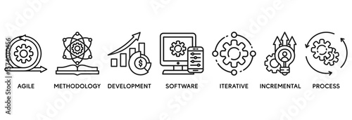 Scrum development icon set vector illustration concept relate to agile, methodology, development, software, iterative, incremental and process