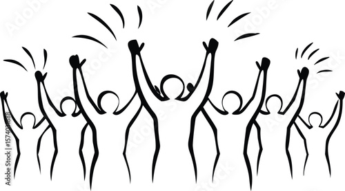 Group of people celebrating with raised arms celebration