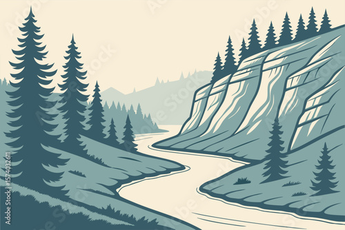 -a-minimalist-vector-illustration-of-a-winding-riv.eps