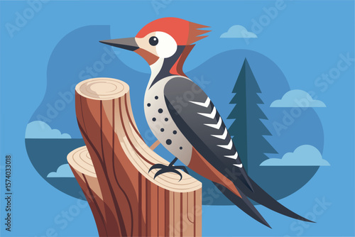 create-a-flat-color-vector-illustration-of-a-woodp.eps