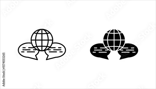 multi language translator icon, set line vector design for web
