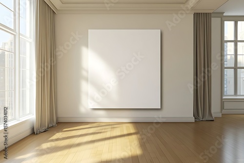 Blank canvas with sunlit room.