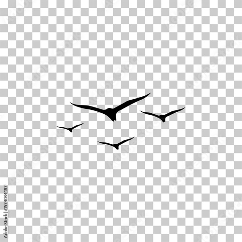 Bild auf Leinwand Birds Flying in Formation Icon – Minimalist Style