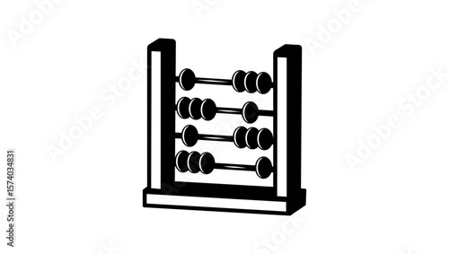 Abacus symbol, black isolated silhouette