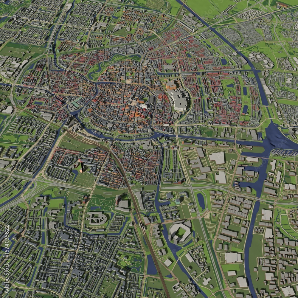 Fototapeta premium 3D illustration of city and urban in Groningen Netherlands